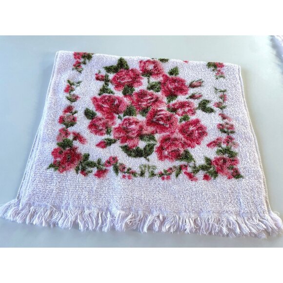 Vintage 70s hand towels set, terrycloth floral, flower power, Simpson's, for 3 - Picture 4 of 8